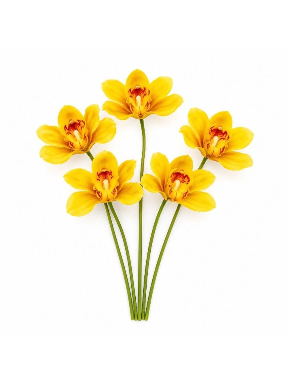 Cymbidium Orchid Artificial Flowers Yellow Orchid Wedding Decor 7 Stem